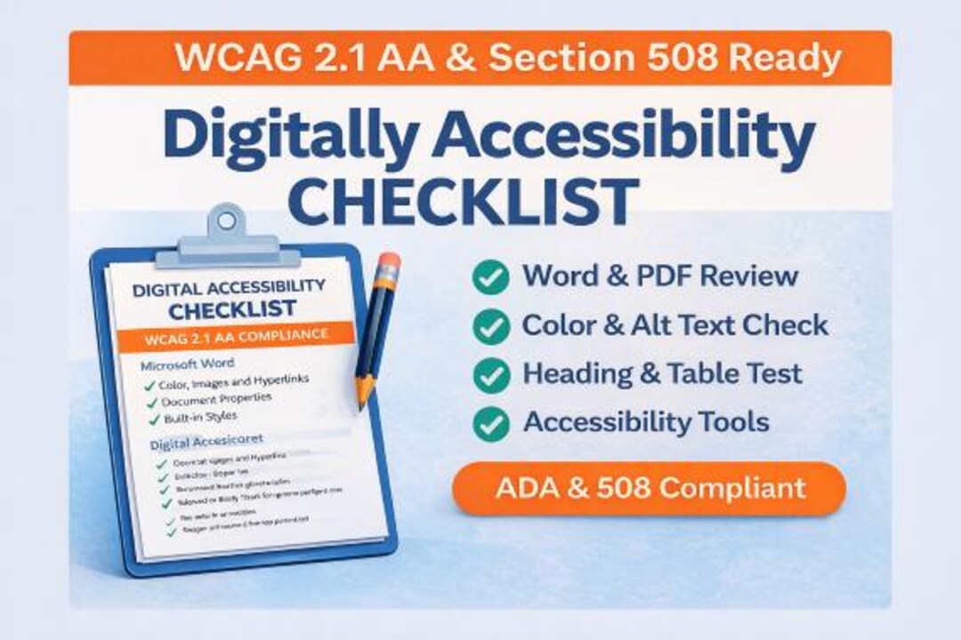 Document Accessibility Checklist for Word & PDF (WCAG 2.1 AA) - Etsy