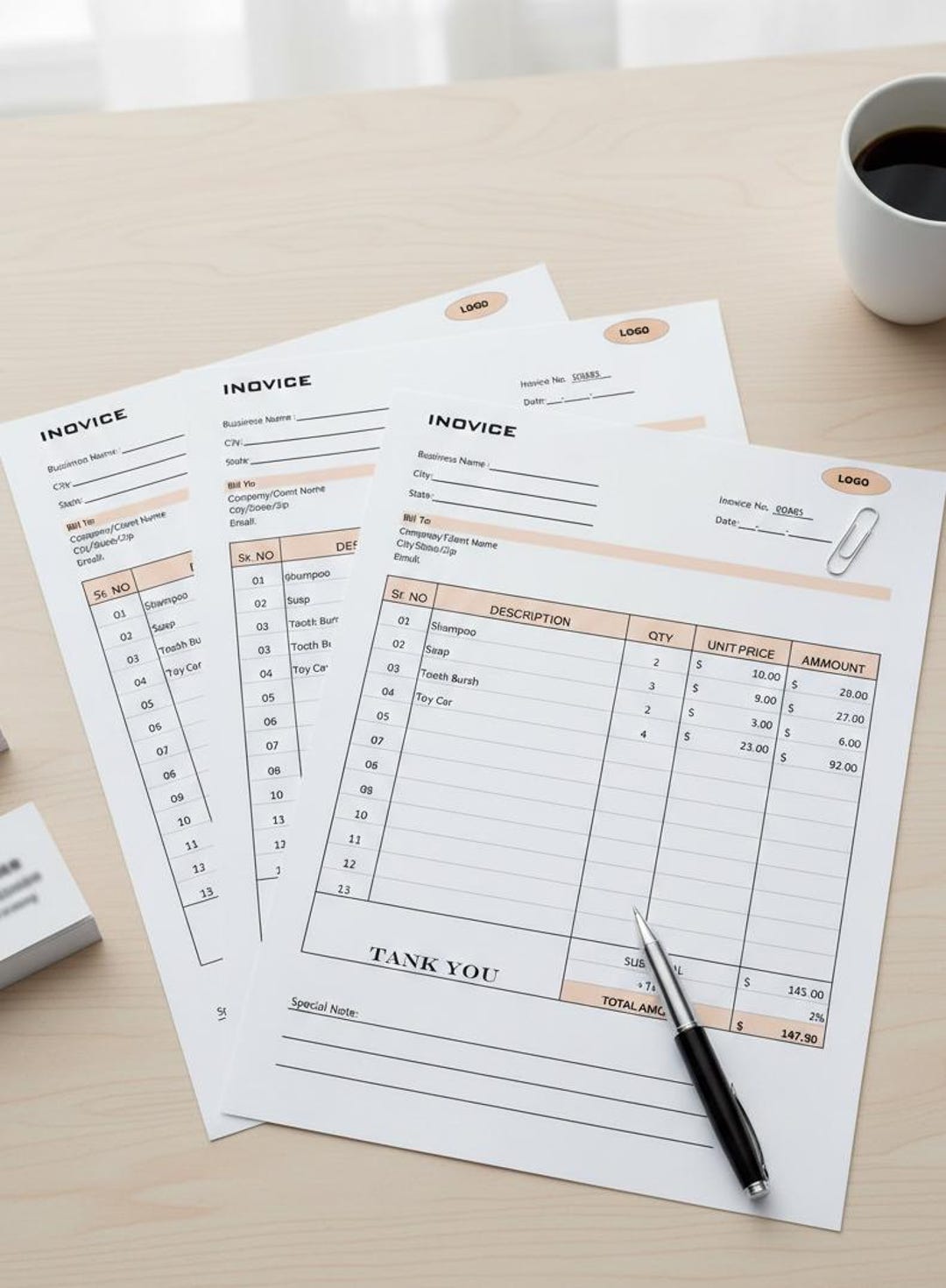 Excel Invoice Template | Editable in Excel, & Google Docs - Etsy