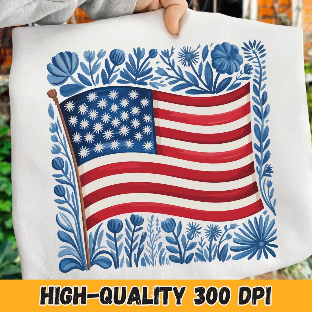 American Flag Floral PNG, Patriotic 4th of July Png Svg, Red White and ...