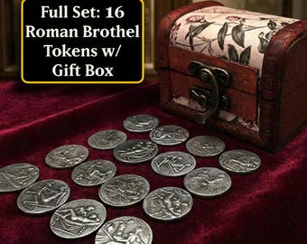 Ensemble de jetons Spintriae romains | Reproduction de pièces historiques avec boîte cadeau