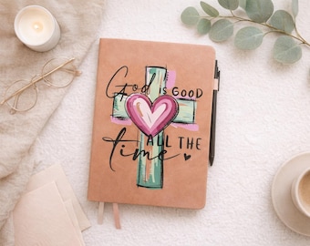 Diario Cristiano – “Dios es bueno siempre” Cuaderno de Cruz / Diario de Oración de Fe / Regalo Cristiano para Mujeres / Cuaderno de Estudio Bíblico