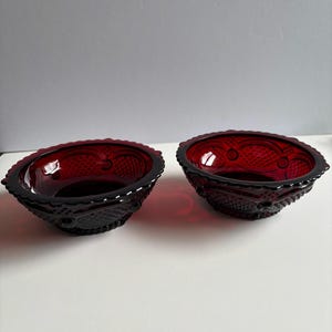 Vintage Avon Cape Cod Ruby Red Glass Berry Bowls Set of 2