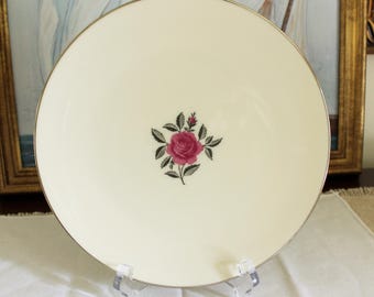 Plato Lenox Ballad de porcelana marfil con borde de platino, plato de postre vintage para bodas