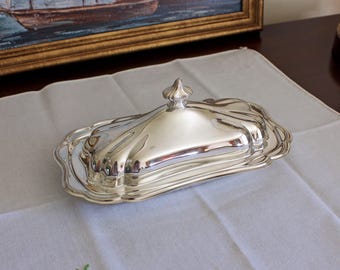 Vintage Newport by Gorham Silverplate Covered Butter Dish Silverplate Server Glass Insert