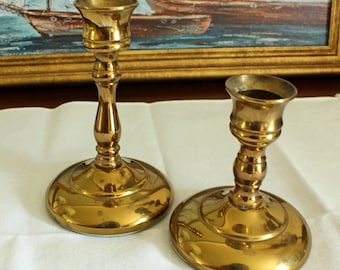 Vintage Brass Candlesticks Mixed Collection Pair and Singles Mantel Decor