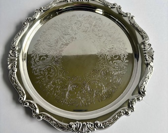 Taca do serwowania z posrebrzanej blachy w stylu vintage, Taunton Sheridan, 12,5 cala, ozdobna, okrągła, dekoracja stołu weselnego