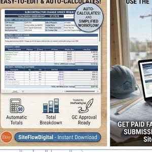 Subcontractor Change Order Request Template & Log | Excel Spreadsheet | Construction Management