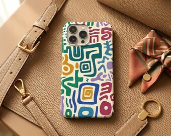 Colorful Aesthetic Tough Case Glossy Protective Phone Cover Abstract Pattern Phonecase Trendy Gift for Her Vibrant Cute Phone Shell