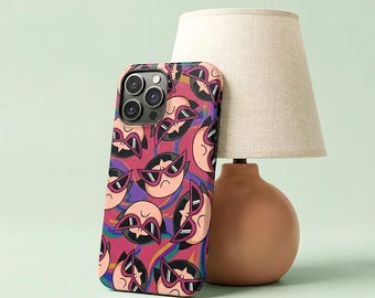 Cute Cartoon Girl Tough Phone Case Glossy Retro Y2K Phone Cover Aesthetic Colorful Protective Shockproof Cover Trendy Gift for Her