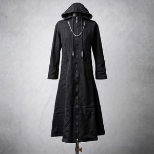 Kingdom Hearts Organization XIII Hooded Black Long Trench Coat, Dark Fantasy LARP Cosplay, Steampunk Costume