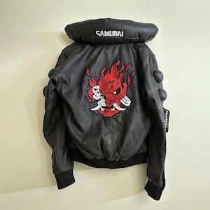Cyberpunk V Samurai Bomberjacka, Edge V Gaming Cosplay-kostym, Futuristisk Punk Läderjacka
