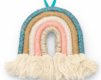 Painel de parede Boho Macramê Arco-Íris