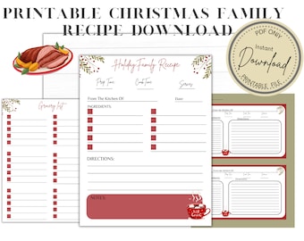 Receita de Natal para imprimir: Cartão de receita de família para o feriado (download em PDF)