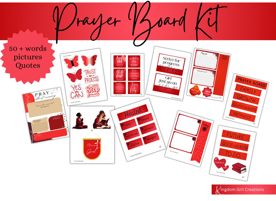 Red Prayer Board Kit, Prayer Digital Download, Christian Prayer Board