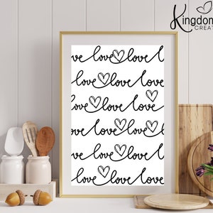 Love Hearts Printable Wall Art: Valentine&#39;s Day Decor (Digital Download)