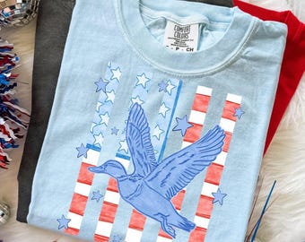 Patriotic Duck DTF Transfers, Listo para imprimir, Cuatro de julio, Patriotic Direct to Film