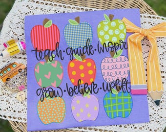 Teacher Apples DTF Transfer, Ready to press, Teacher Tshirt transfers, Back To School