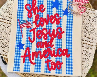 She Loves Jesus And America Too DTF Transfer | Summer DTF Print | Ready To Press