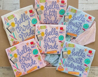 Back To School Grades Dtf Transfers, Ready to press, Kindergarten - Fourth
