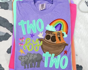 Two By Two Dtf Transfers, Ready to Press, bible verse Direct to Film, Christian, Noah’s Ark