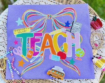 Teach Coquette Row DTF Transfer, Klar att tryckas, Teacher Tshirt-överföringar