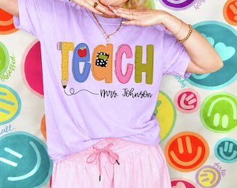 Transferencias DTF personalizadas para lápices de regreso a clases, listas para planchar, transferencias para camisetas de profesores