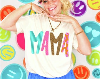 Mama Dtf Transfers, Ready to Press, Heart Direct to Film, Retro Mom