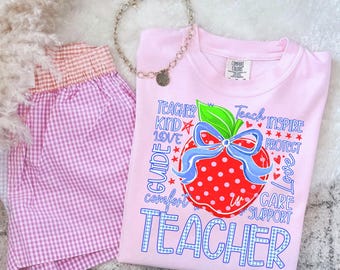 Teach Coquette Apple DTF Transfer, Ready to press, Teacher Tshirt transfers