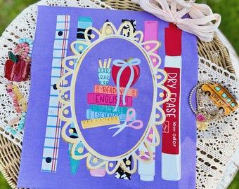 Teaching Dtf Transfers, Ready to press, Tshirt Transfers, Teacher Frame, trendy stripes
