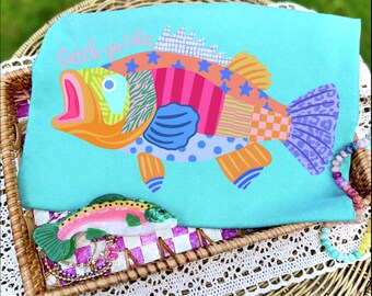 Catch Ya Later, Bass Preppy Fish Dtf Transfers, Ready to Press, Summer Direct to Film
