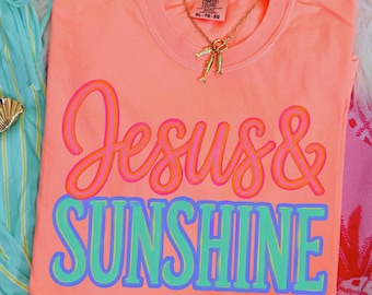 Jesus And Sunshine Dtf Transfer, Ready to Press, Summer Direct to Film