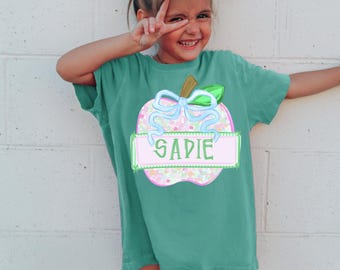 Back To School Personalized Girl Name Apple Dtf Transfers, Ready to Press, Add Your Name Direct to Film