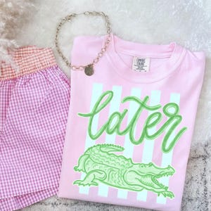 Transferência Later Gator DTF, pronta para prensar, fácil de remover com ferro, para camisetas de verão.