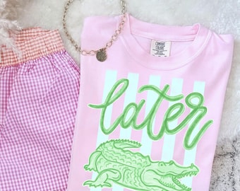 Senare Gator DTF-överföring, färdig att pressas, varm skalning, sommar-T-shirt strykbar