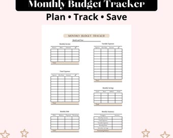 Beige Monthly Budget Tracker, Neutral Finance Planner, DigitalPDF Printable US Letter A4 A5, Goodnotes