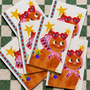 Headscarf Pretty Cat Watercolor Art Print, Fashion Whimsy Decor