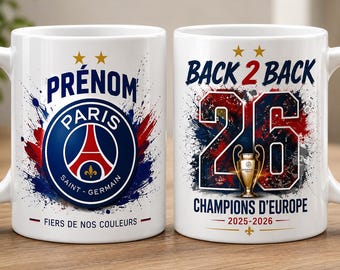 Mug Personnalisé Paris Saint-Germain | Cadeau Foot Fan PSG | Prénom et Numéro au choix | Expédition Ultra-Rapide 24/48h