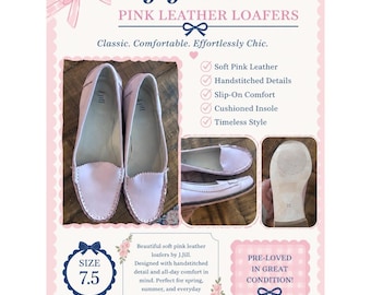 Rare Preppy Vintage J. Jill Pink Soft Leather Driving Loafers Wms 7.5