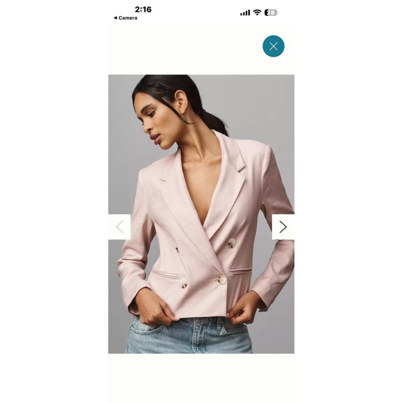 Giacca blazer da donna in lino Maeve di Anthropologie, rosa, taglia L. immagine 3