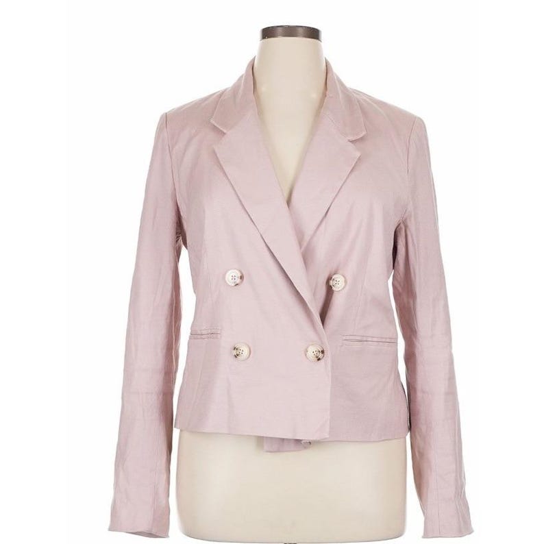 Giacca blazer da donna in lino Maeve di Anthropologie, rosa, taglia L. immagine 1