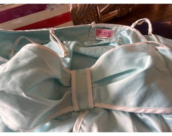 Kate Spade Big Bow Aqua Nighty Slip Chemise Size M Lingerie Pajamas Audrey Hepbu