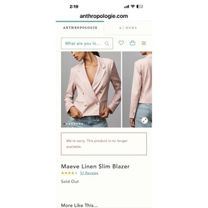 Giacca blazer da donna in lino Maeve di Anthropologie, rosa, taglia L. immagine 5