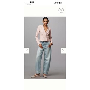 Giacca blazer da donna in lino Maeve di Anthropologie, rosa, taglia L. immagine 2