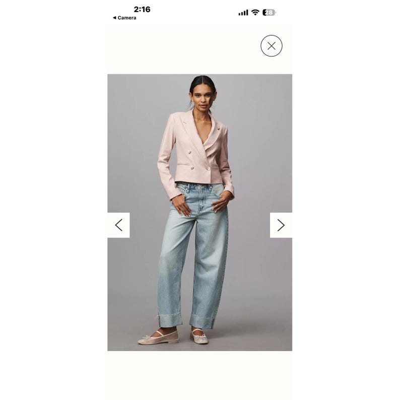Giacca blazer da donna in lino Maeve di Anthropologie, rosa, taglia L. immagine 2