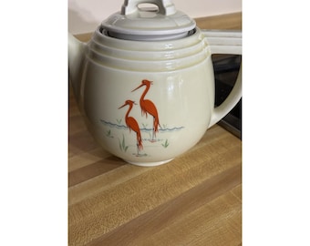 Vintage 1930s Drip-O-Lator by Enterprise Aluminum Co. Flamingos Coffee/Tea Pot