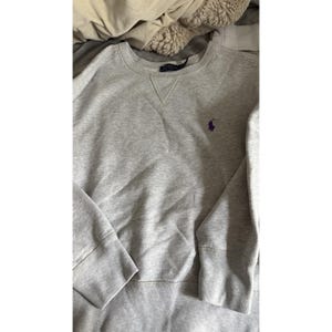 Polo Ralph Lauren fleece sweatshirt met ronde hals grijs paars LG 12 14 past xs wms
