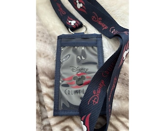 Rare Disney Cruise Line Mickey Mouse Wallet And Lanyard New Navy Cute