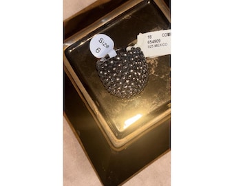 925 Fine Silver Vintage Mexico Modernist Beaded Oxidized Ring Size 6 Boho Nice