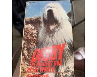 Vintage paperback Digby, de grootste hond ter wereld, film uit 1973, retroboek Honden