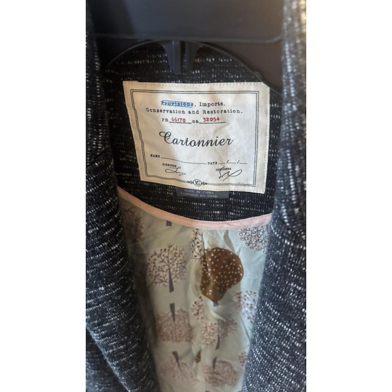 Cartonnier Anthropologie Märke Grå Stickad Kavaj Bomull Boho Kontorsmönstrad Xs bild 1